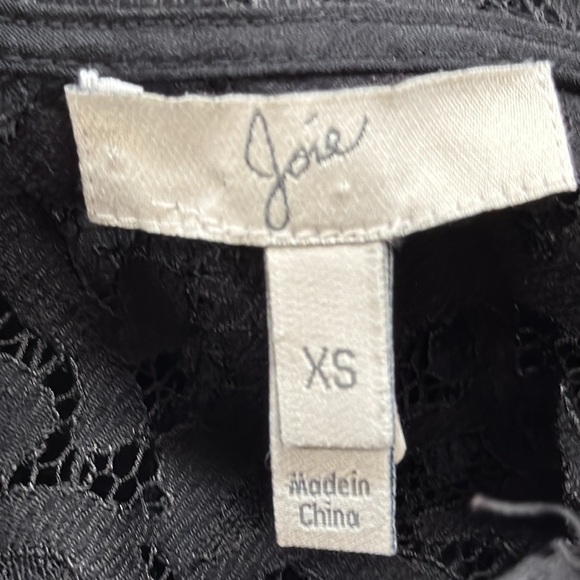 Joie Nevina Black Lace Scalloped Eyelash Trim Short Sleeve Top Blouse - Picture 11 of 14